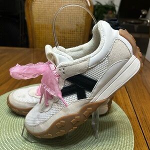 Kate Spade White Sneakers with Pink Ribbon Laces